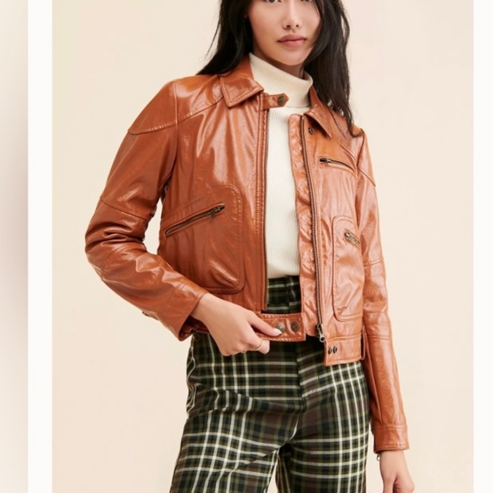 NWOT Free People Josie Faux Leather Vegan Jacket. Small - Picture 4 of 13